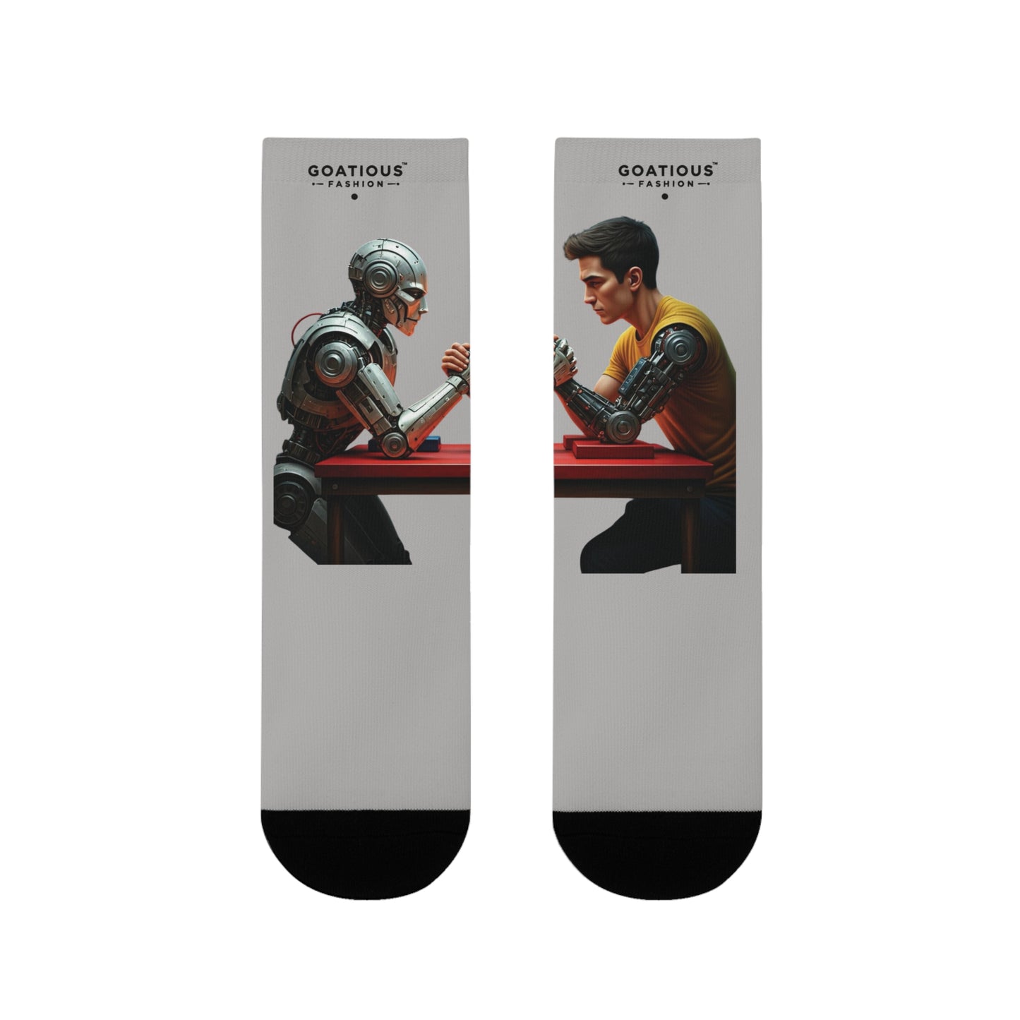 Chaussettes humoristiques bras de fer humain / IA