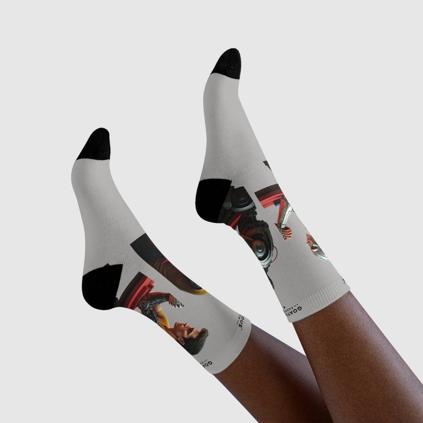 Chaussettes humoristiques bras de fer humain / IA